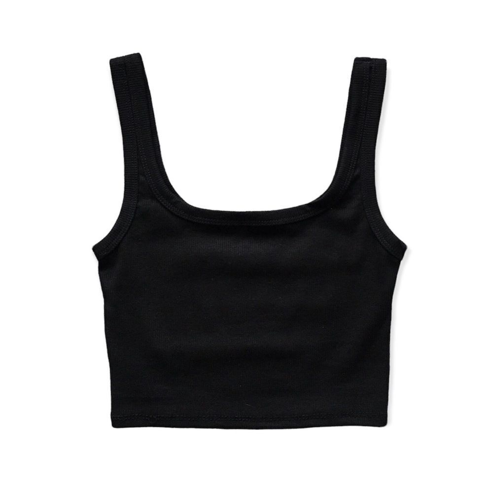 Solid Black Cropped Tank Top - image 4